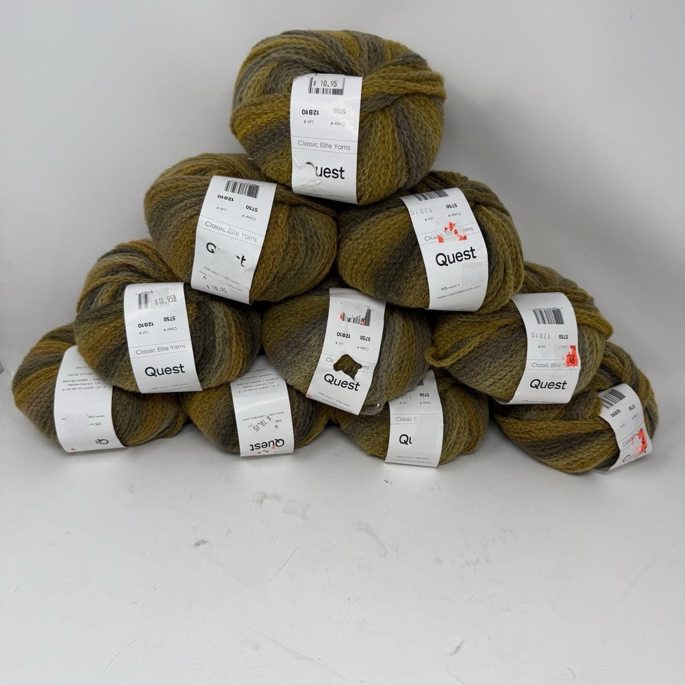 Lot of 10 Classic Elite Yarns Quest 150 Yards Gold Wool Nylon 50g Chainette Aran